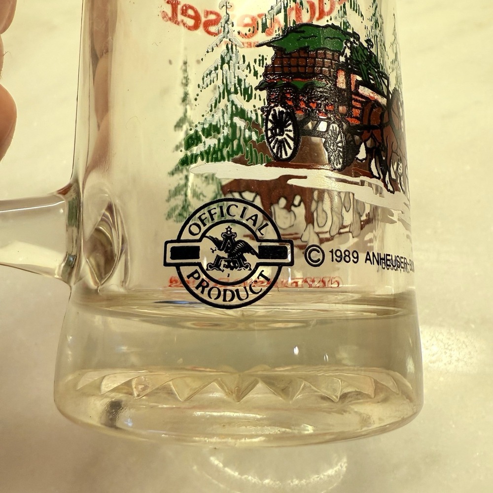 Vtg 1989 Anheuser Busch Budweiser Clydesdales Beer Mugs 4pc 12oz Holiday Stein - Picture 6 of 10